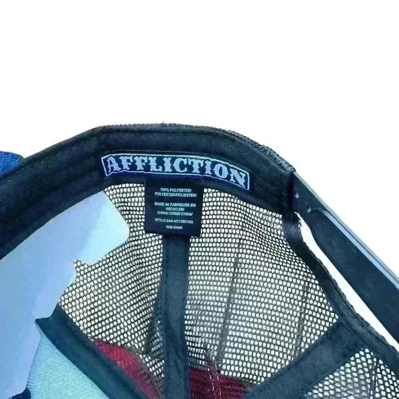 Affliction Trucker Hat Snapback Cap Blue Black NWT with logo - Picture 4 of 6